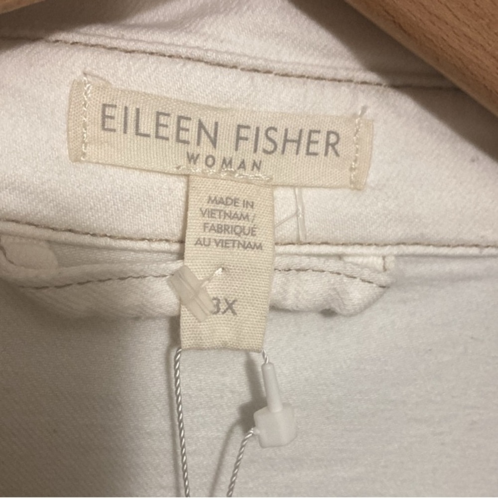 NWT Eileen Fisher Cream Oversized Jean Jacket, Size 3X, undyed organic cotton - Picture 5 of 13